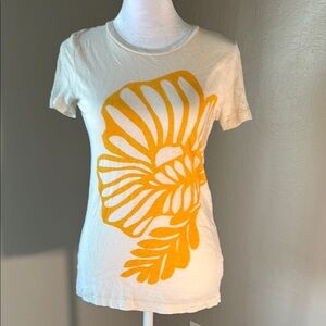 JCrew Cream T-Shirt with Orange Floral Design